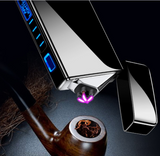 Electric lighter USB rechargable plasma double bow smoking windproof lighter - WareWell
