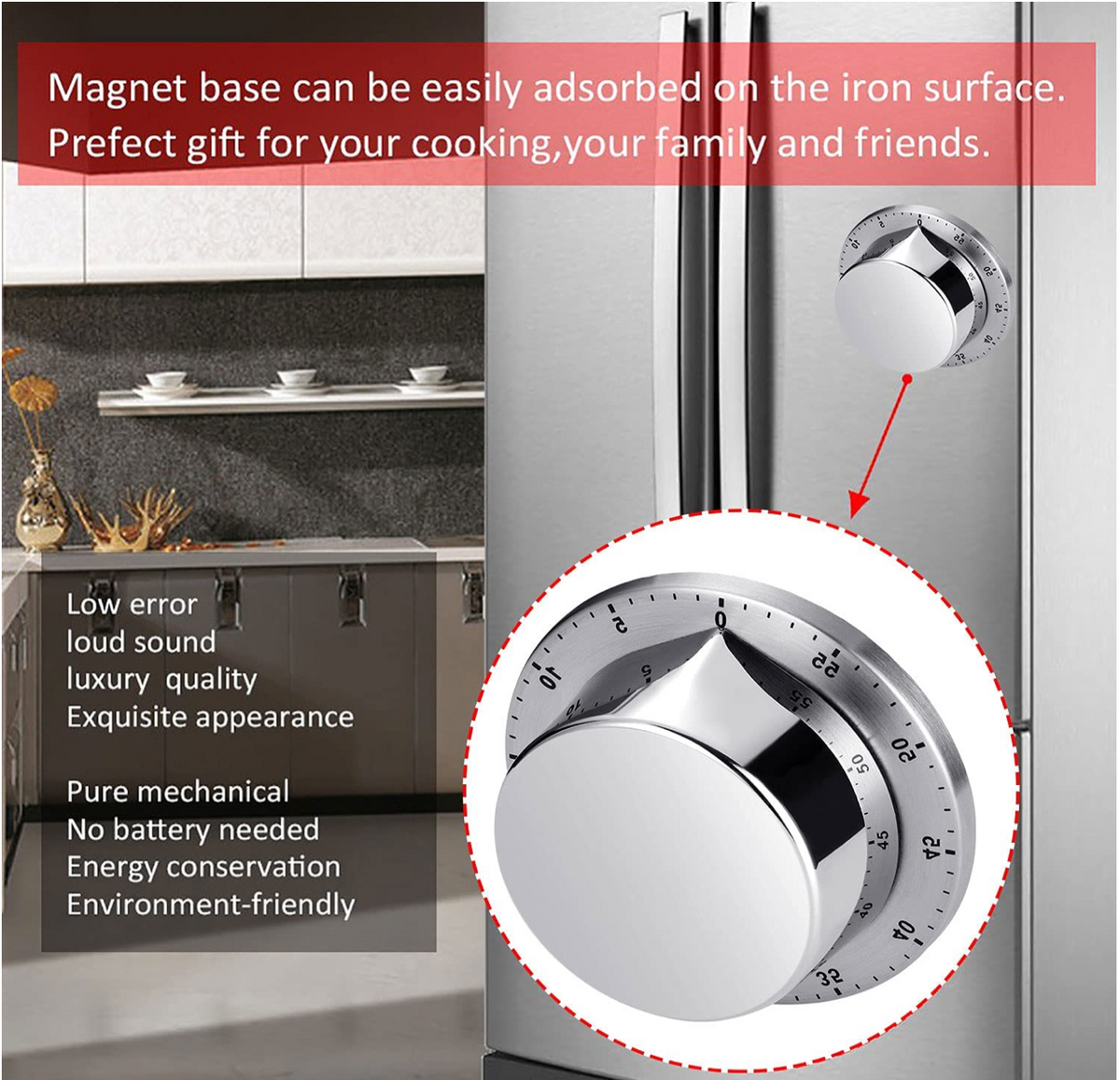 Kitchen Timer, Chef Cooking Timer Clock with Loud Alarm Stainless Stee ...