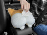 Pet shape paper sleeve cartoon dog plush armrest box paper towel case backseat - warewell