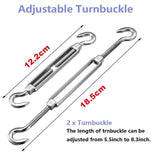 Sun Shade Sail Hardware Kit Set 304 Stainless Steel for Rectangle and Square sail - warewell
