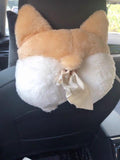 Pet shape paper sleeve cartoon dog plush armrest box paper towel case backseat - warewell
