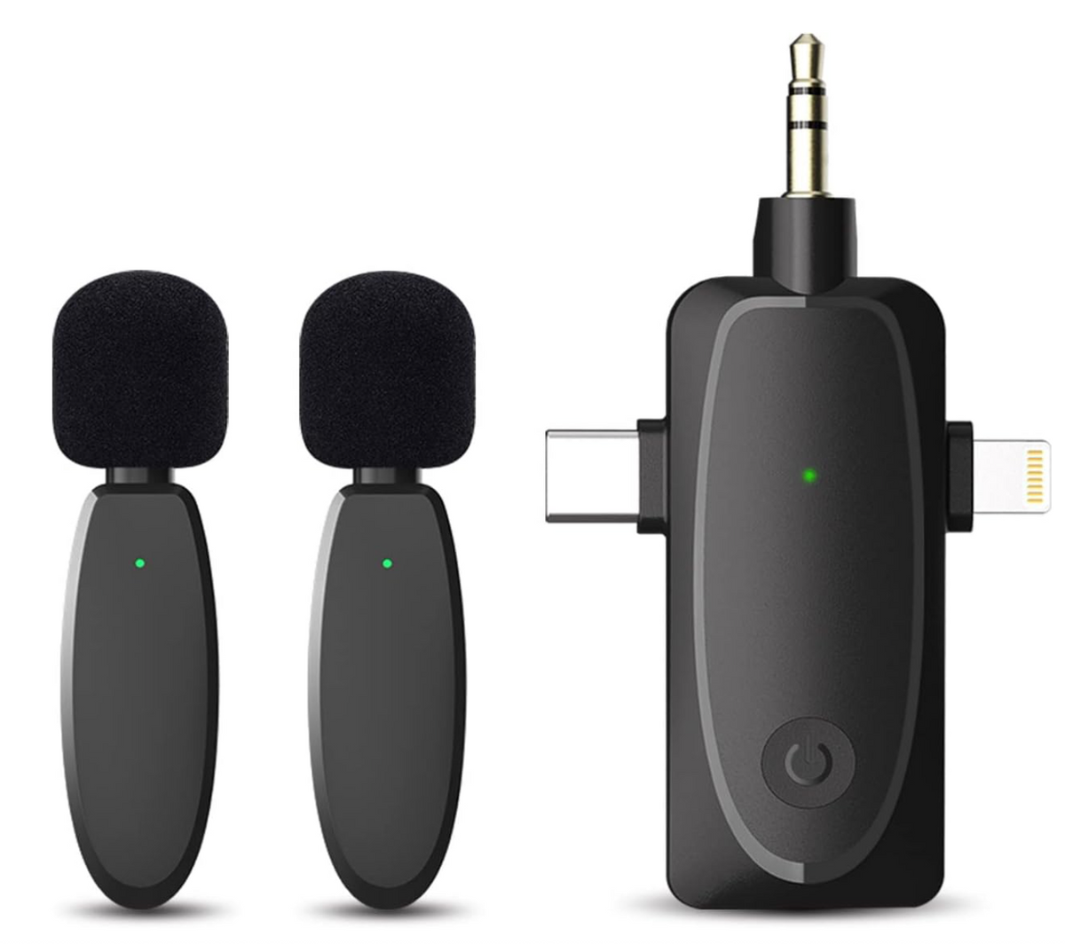 3 in 1 Mini Microphone Wireless Lavalier Microphones 2.4G Cordless Dou ...