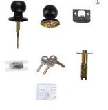 Door Handle Lock ball lock  round lock  Matte Finish with Key (Black color)