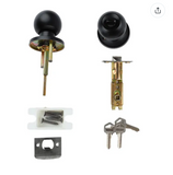 Door Handle Lock ball lock  round lock  Matte Finish with Key (Black color)