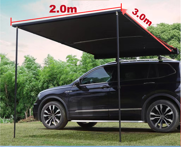 2x3m  Car Side Awning Shade canopy Waterproof Outdoor Tent Cover (Black color) - WareWell