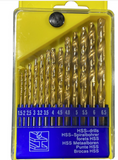 13Pcs HSS Titanium Coated Twist Drill Bit Set 1.5-6.5mm Hex Shank For wood Metal