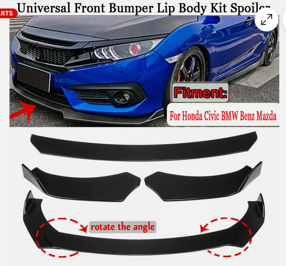Universal Gloss Black Car Front Bumper Protector Lip Body Spoiler Splitter