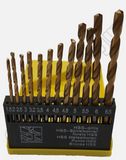 13Pcs HSS Titanium Coated Twist Drill Bit Set 1.5-6.5mm Hex Shank For wood Metal