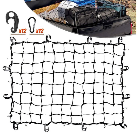 120X90CM Car Roof Cargo Bungee Net Storage Bag Roof storage Net  with hooks - warewell