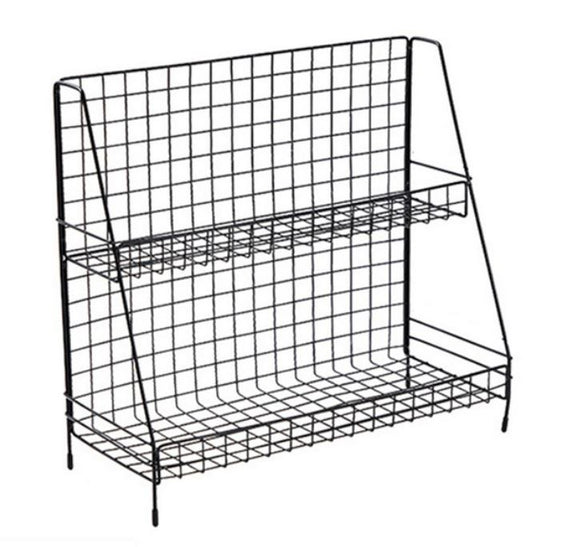 2-Layer Barbed Wire Basket Bathroom StorageTable Top Storage Spice Shelf Desktop - warewell