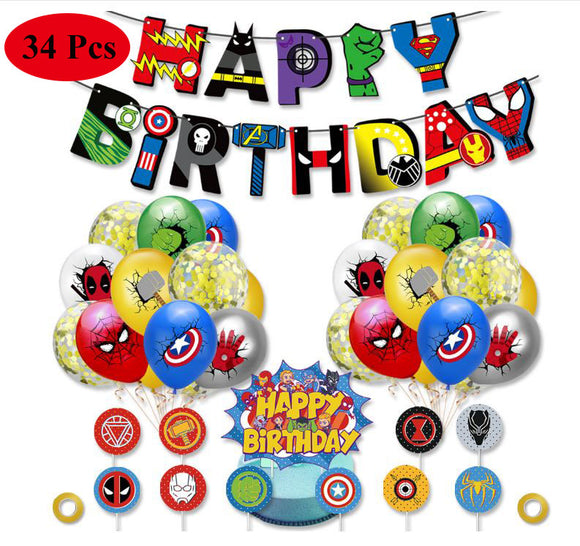 34Pcs/Set  Marvel The Avengers Captain America balloon Party Set - warewell