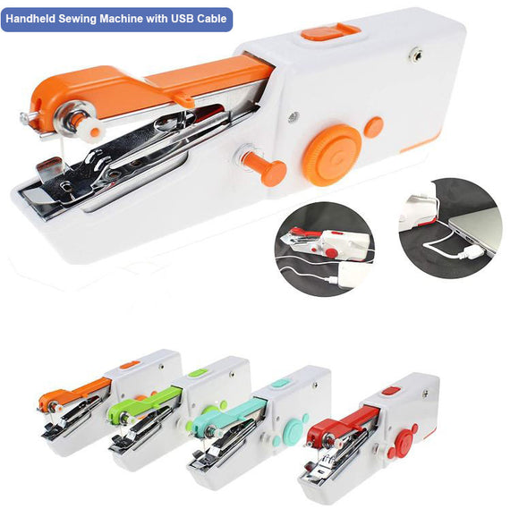 Handheld Sewing Machine with 1Pcs USB AUX cable Color:Red - WareWell