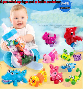 6 pcs of children's wind-up animal toys with a bottle - warewell