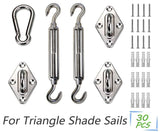 Sun Shade Sail Hardware Kit Set 304 Stainless Steel for Triangle Sun Shade Sail - warewell