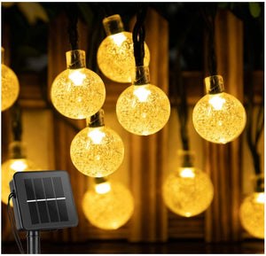 12M Solar String Lights Outdoor 100 Led Crystal Globe Waterproof    (Warm White) - warewell