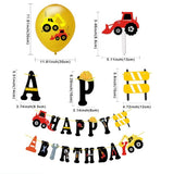 35PCS Cartoon Excavator Latex Balloon Cake Topper Construction Vehicle Banner - warewell