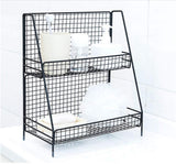 2-Layer Barbed Wire Basket Bathroom StorageTable Top Storage Spice Shelf Desktop - warewell