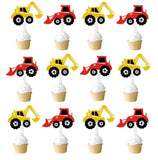 35PCS Cartoon Excavator Latex Balloon Cake Topper Construction Vehicle Banner - warewell