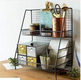 2-Layer Barbed Wire Basket Bathroom StorageTable Top Storage Spice Shelf Desktop - warewell