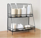 2-Layer Barbed Wire Basket Bathroom StorageTable Top Storage Spice Shelf Desktop - warewell