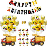 35PCS Cartoon Excavator Latex Balloon Cake Topper Construction Vehicle Banner - WareWell