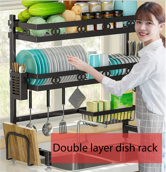 95CM Doule Sink Counter Drain Rack Kitchen sink storage rack Shelf doube Layer - WareWell