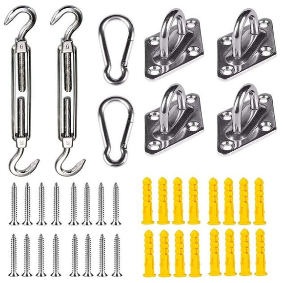 Sun Shade Sail Hardware Kit Set 304 Stainless Steel for Rectangle and Square sail - warewell