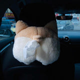 Pet shape paper sleeve cartoon dog plush armrest box paper towel case backseat - warewell